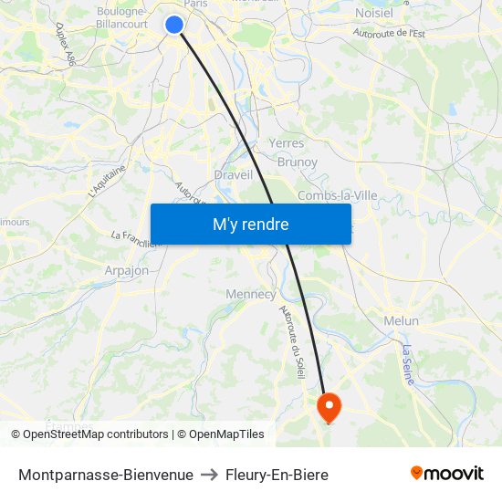 Montparnasse-Bienvenue to Fleury-En-Biere map