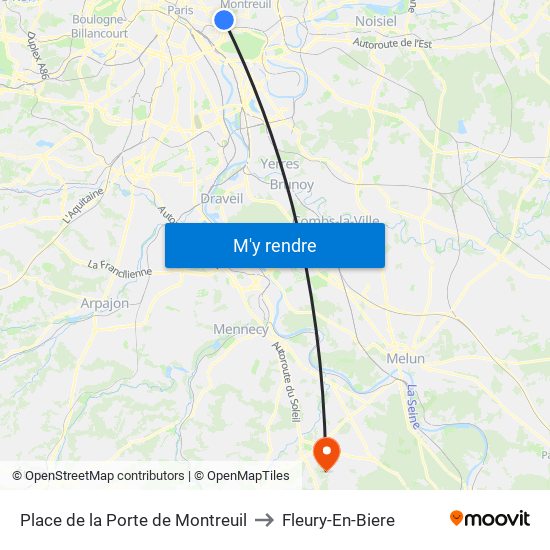 Place de la Porte de Montreuil to Fleury-En-Biere map