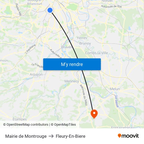 Mairie de Montrouge to Fleury-En-Biere map