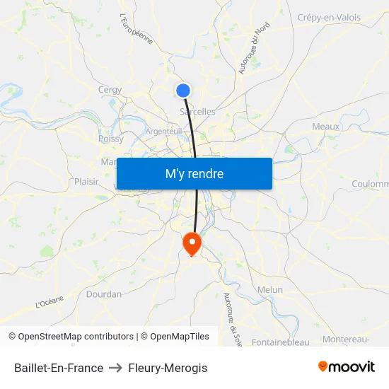 Baillet-En-France to Fleury-Merogis map