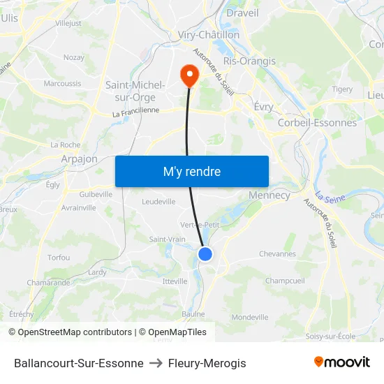 Ballancourt-Sur-Essonne to Fleury-Merogis map