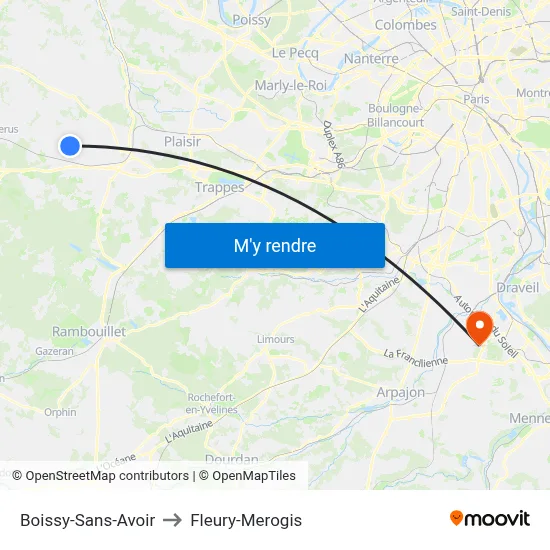 Boissy-Sans-Avoir to Fleury-Merogis map