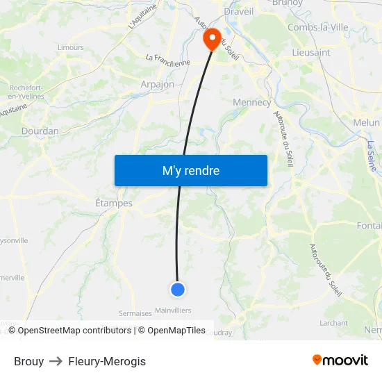Brouy to Fleury-Merogis map