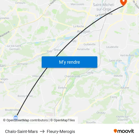 Chalo-Saint-Mars to Fleury-Merogis map
