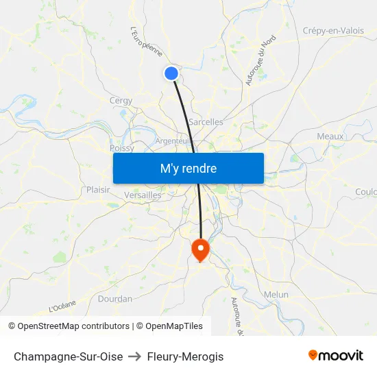 Champagne-Sur-Oise to Fleury-Merogis map