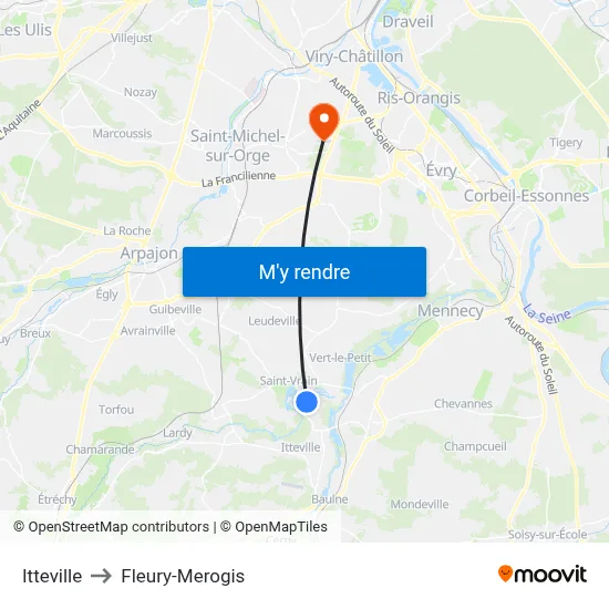 Itteville to Fleury-Merogis map