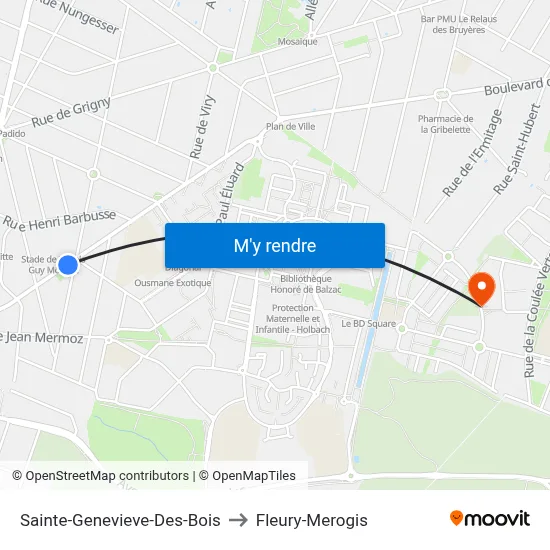 Sainte-Genevieve-Des-Bois to Fleury-Merogis map