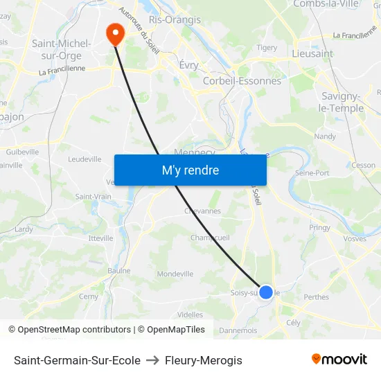 Saint-Germain-Sur-Ecole to Fleury-Merogis map