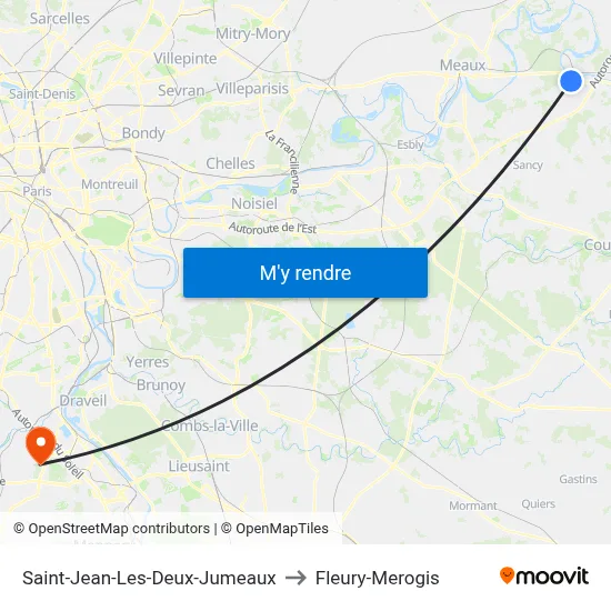 Saint-Jean-Les-Deux-Jumeaux to Fleury-Merogis map