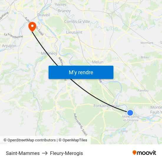 Saint-Mammes to Fleury-Merogis map
