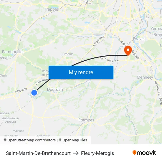 Saint-Martin-De-Brethencourt to Fleury-Merogis map