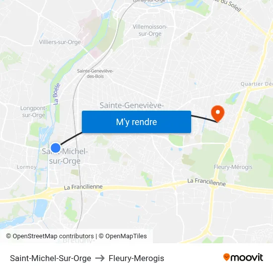 Saint-Michel-Sur-Orge to Fleury-Merogis map