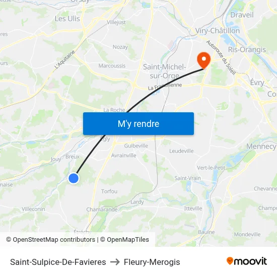 Saint-Sulpice-De-Favieres to Fleury-Merogis map