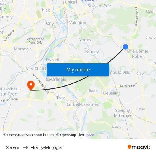 Servon to Fleury-Merogis map