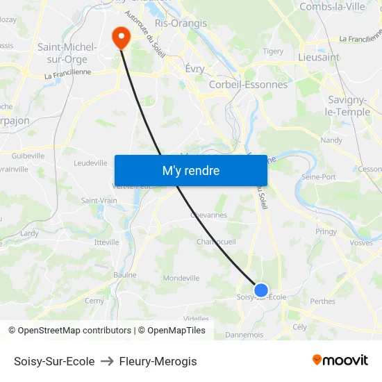 Soisy-Sur-Ecole to Fleury-Merogis map
