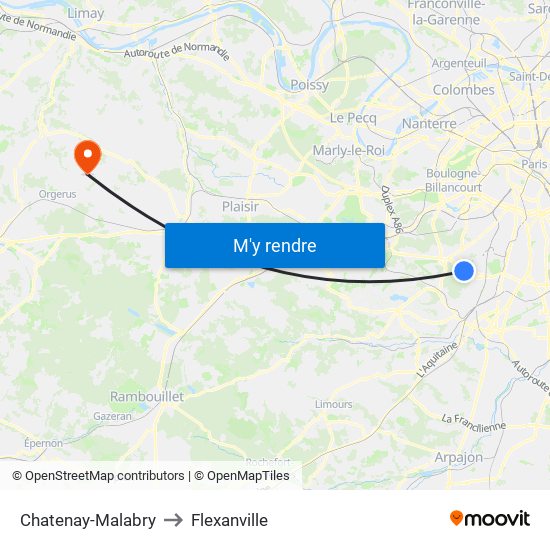 Chatenay-Malabry to Flexanville map