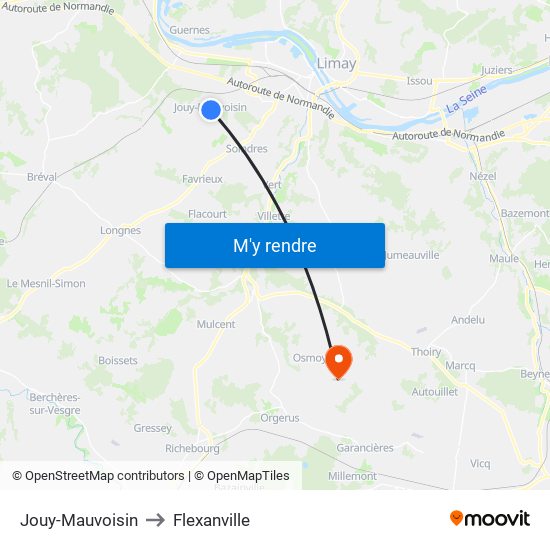 Jouy-Mauvoisin to Flexanville map