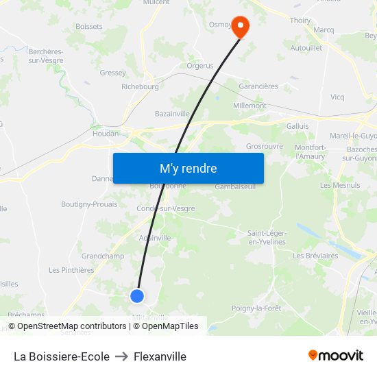 La Boissiere-Ecole to Flexanville map