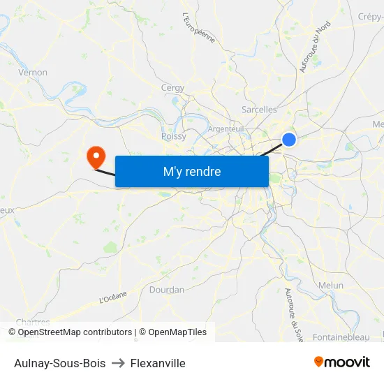 Aulnay-Sous-Bois to Flexanville map