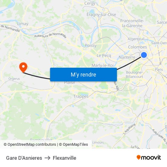Gare D'Asnieres to Flexanville map