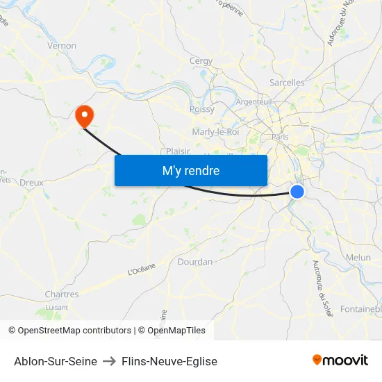 Ablon-Sur-Seine to Flins-Neuve-Eglise map