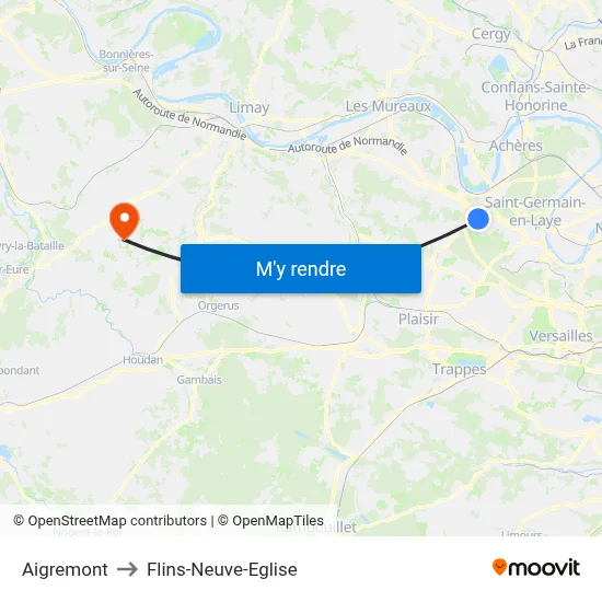 Aigremont to Flins-Neuve-Eglise map