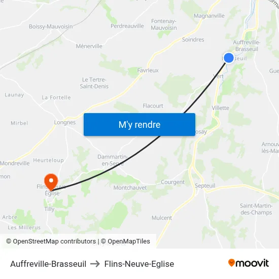 Auffreville-Brasseuil to Flins-Neuve-Eglise map