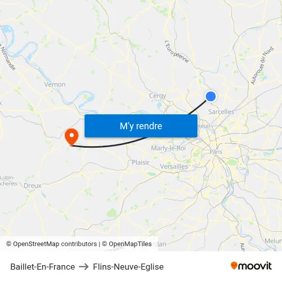 Baillet-En-France to Flins-Neuve-Eglise map