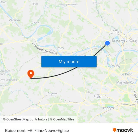 Boisemont to Flins-Neuve-Eglise map