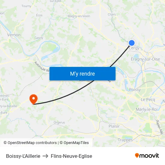 Boissy-L'Aillerie to Flins-Neuve-Eglise map