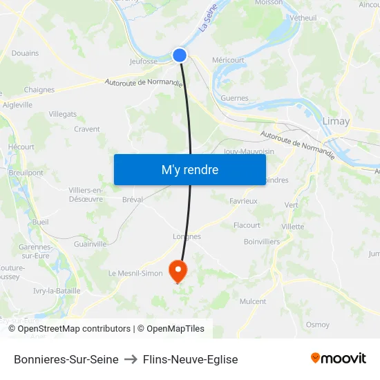 Bonnieres-Sur-Seine to Flins-Neuve-Eglise map