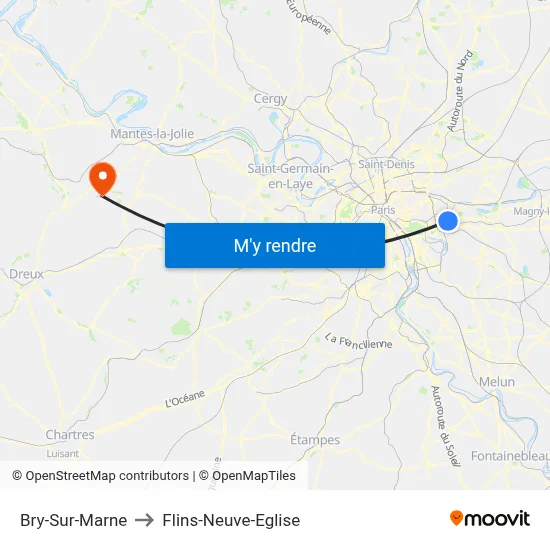 Bry-Sur-Marne to Flins-Neuve-Eglise map