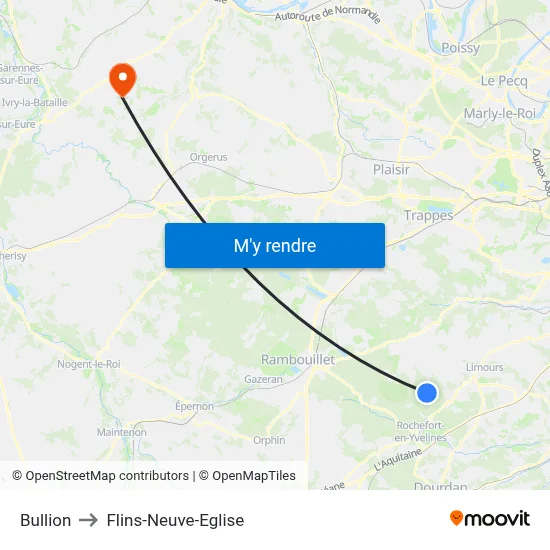 Bullion to Flins-Neuve-Eglise map