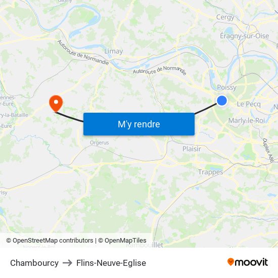 Chambourcy to Flins-Neuve-Eglise map