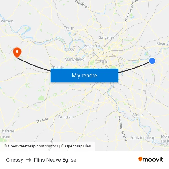 Chessy to Flins-Neuve-Eglise map