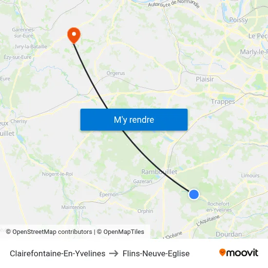 Clairefontaine-En-Yvelines to Flins-Neuve-Eglise map