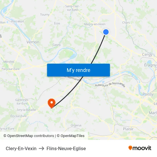 Clery-En-Vexin to Flins-Neuve-Eglise map