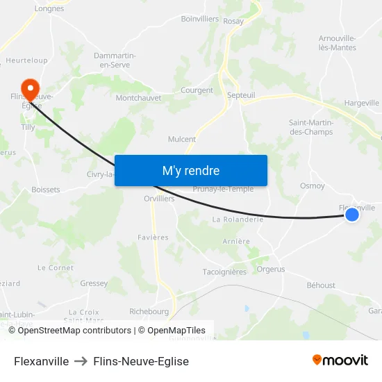 Flexanville to Flins-Neuve-Eglise map