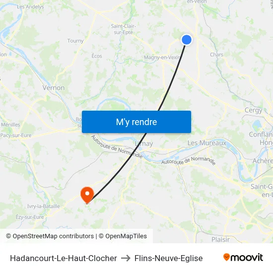 Hadancourt-Le-Haut-Clocher to Flins-Neuve-Eglise map