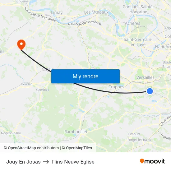 Jouy-En-Josas to Flins-Neuve-Eglise map