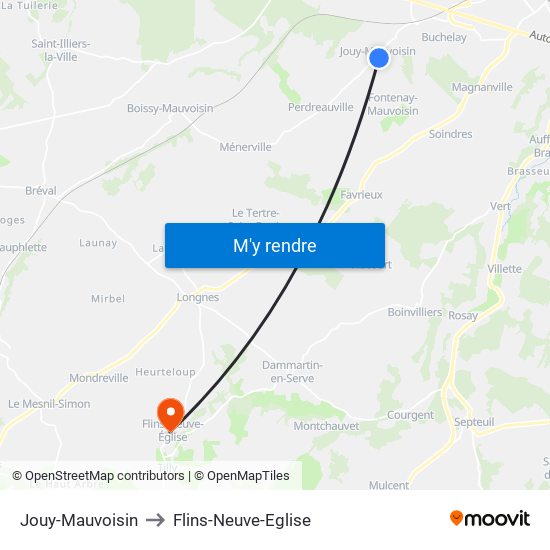 Jouy-Mauvoisin to Flins-Neuve-Eglise map