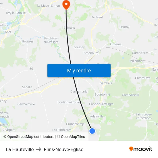 La Hauteville to Flins-Neuve-Eglise map