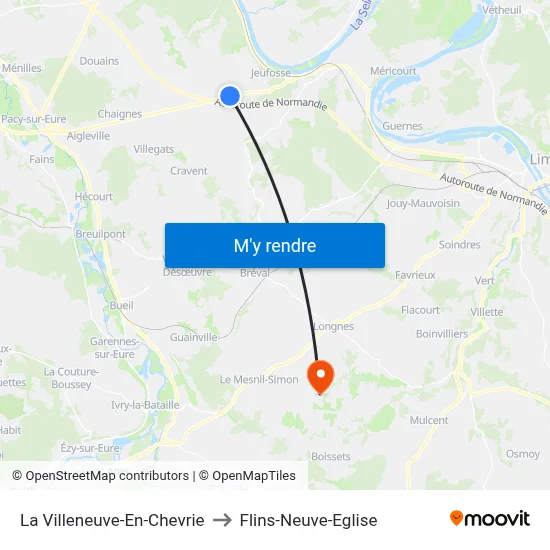 La Villeneuve-En-Chevrie to Flins-Neuve-Eglise map