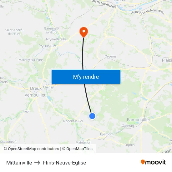Mittainville to Flins-Neuve-Eglise map
