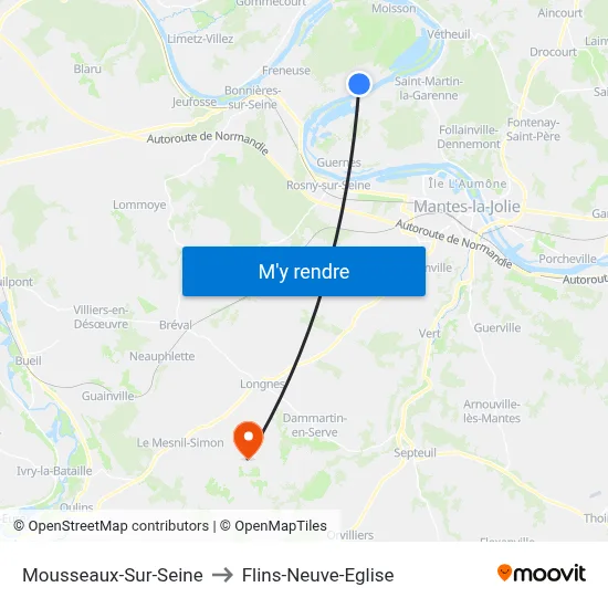 Mousseaux-Sur-Seine to Flins-Neuve-Eglise map