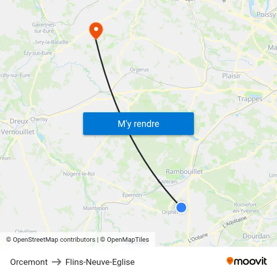 Orcemont to Flins-Neuve-Eglise map
