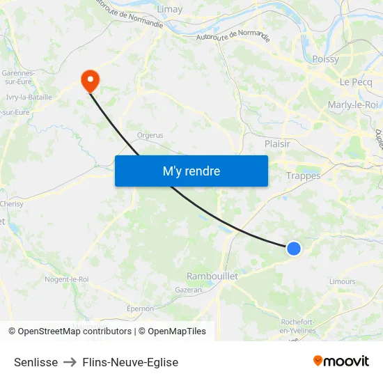 Senlisse to Flins-Neuve-Eglise map