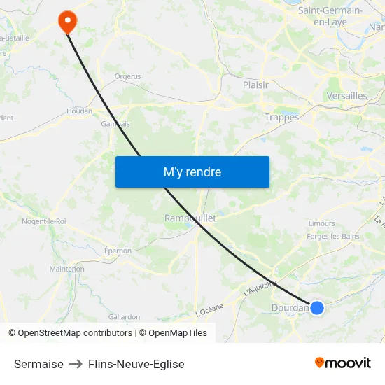 Sermaise to Flins-Neuve-Eglise map