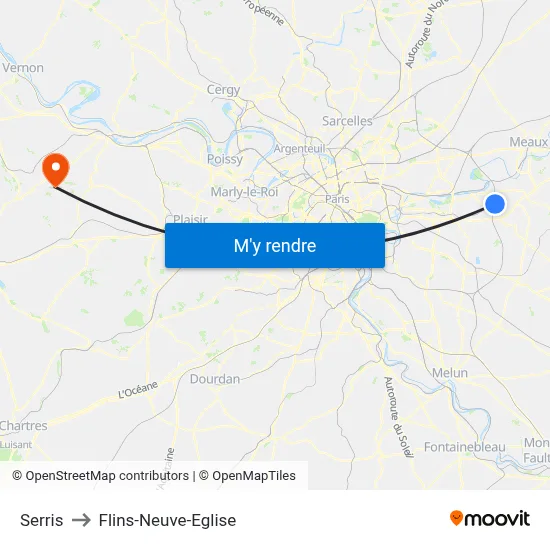 Serris to Flins-Neuve-Eglise map