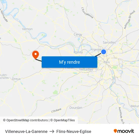 Villeneuve-La-Garenne to Flins-Neuve-Eglise map